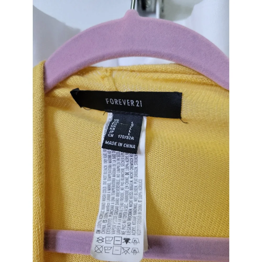 Forever 21 Mustard Yellow Open Front Draped Knit Cardigan Dolman Sleeve L 1604